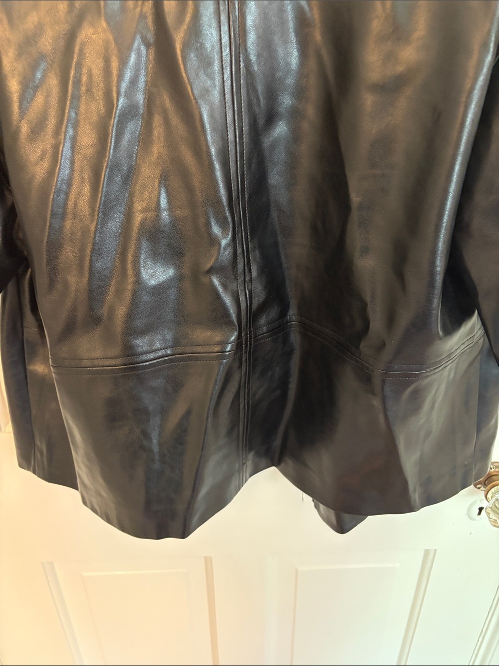 Elan Black Short-Sleeve Leather Zip-Front Jacket - Picture 11 of 11